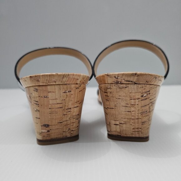 Stuart Weitzman Black Patent Leather Wedge Sandals - Picture 8 of 12